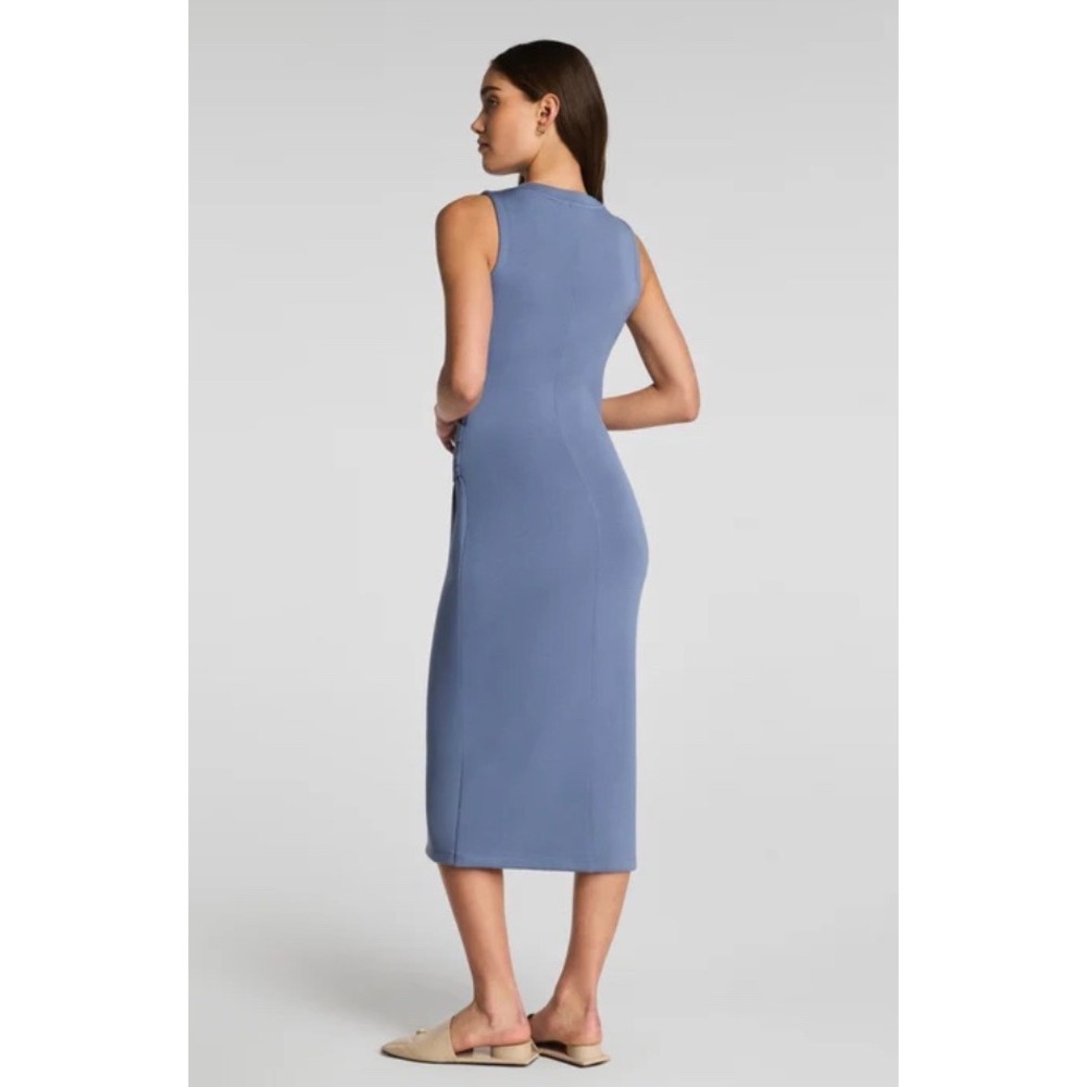 Spanx AirEssentials Draped Midi Dress Rain Blue Size XS New With Tags - Picture 2 of 8